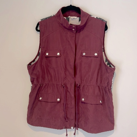 Entro Plus Size Utility Womens Vest Aztec Ikat Tribal Print Knit Back Pocket 1XL - Picture 2 of 16